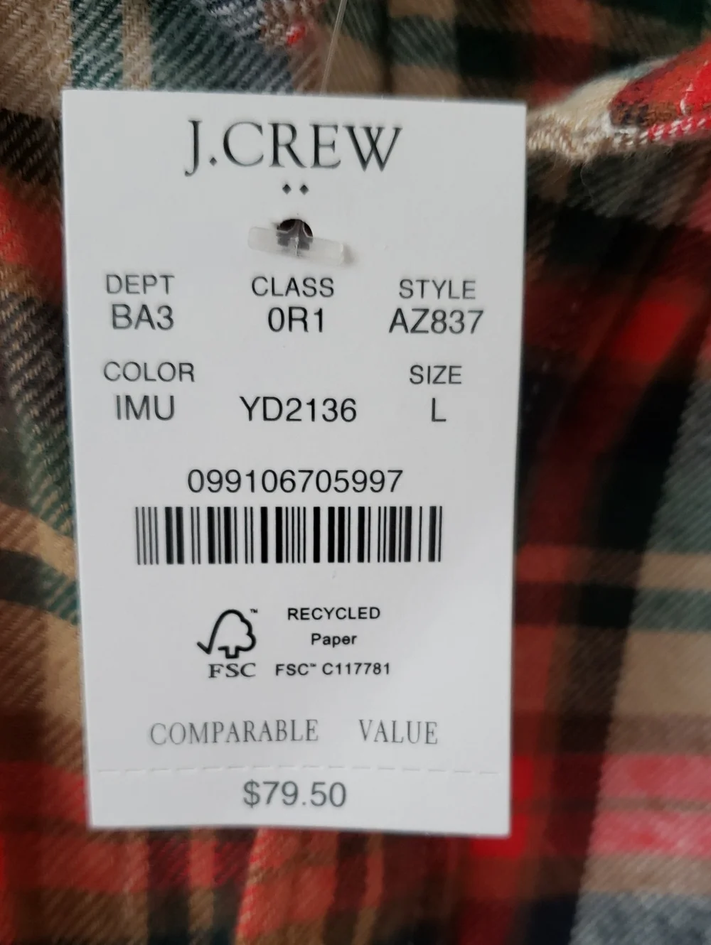 J. Crew Plaid Flannel Button-Down Shirt in Red, Green, Navy, White